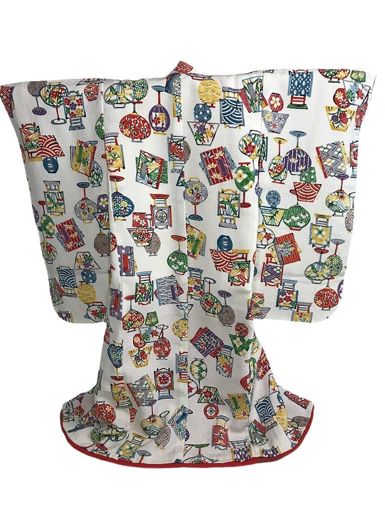 古布 人形用リメイク着物 古代チリメン（鬼シボ） おひな祭りのグッツ柄