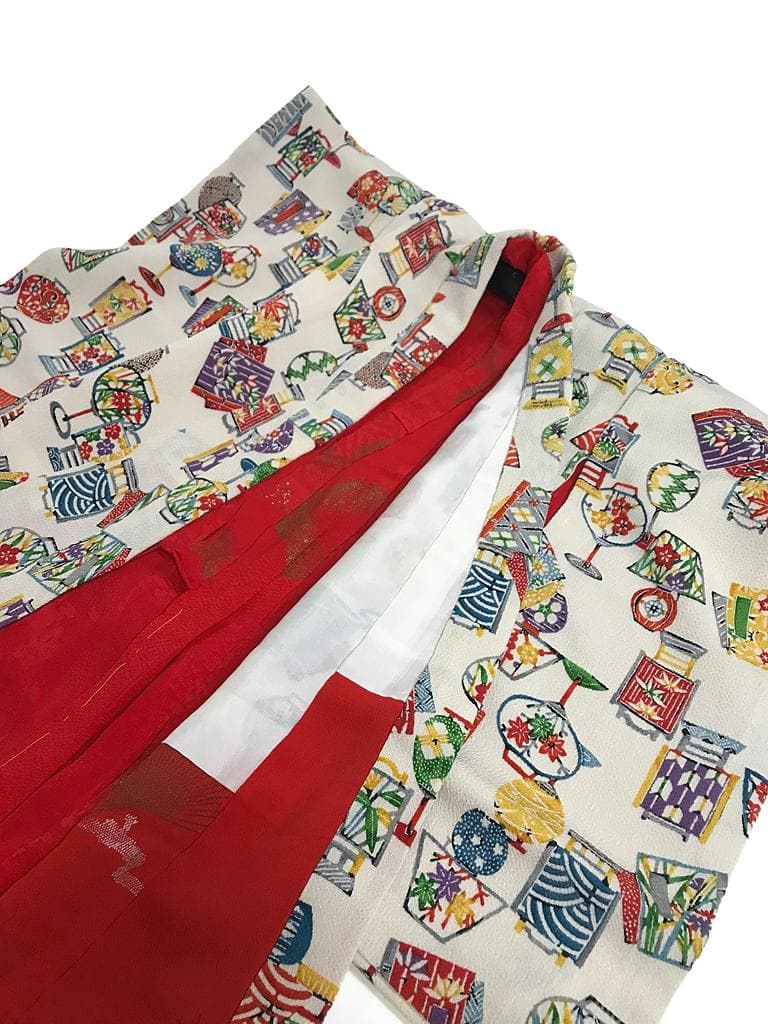 古布 人形用リメイク着物 古代チリメン（鬼シボ） おひな祭りのグッツ柄