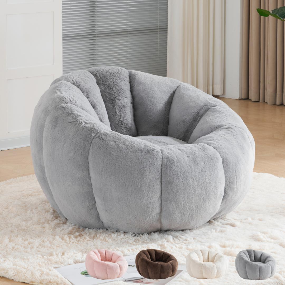 【一人掛けソファ ライトグレー】 クッションソファー 圧縮梱包 フロアソファー