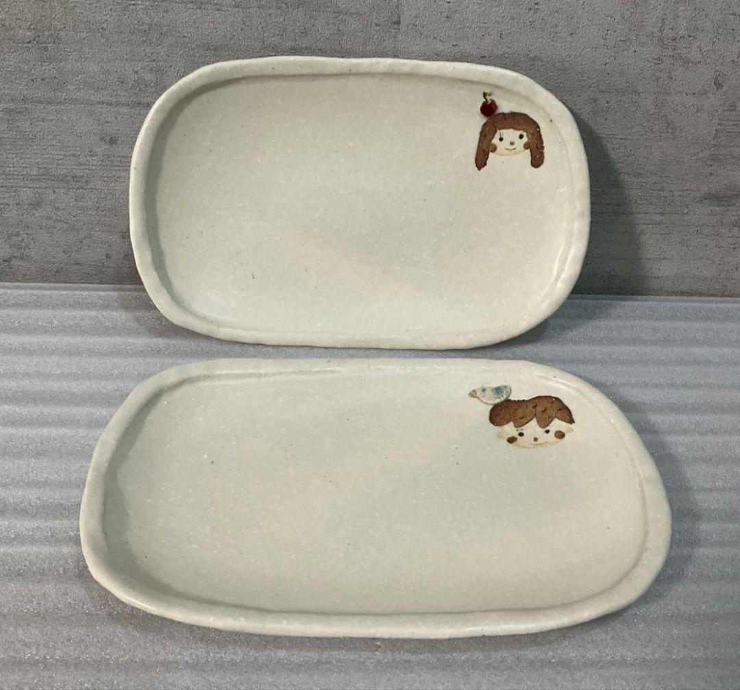 未使用　入手困難　山田裕恵　長皿　女の子　男の子　プレート　皿　食器　レア