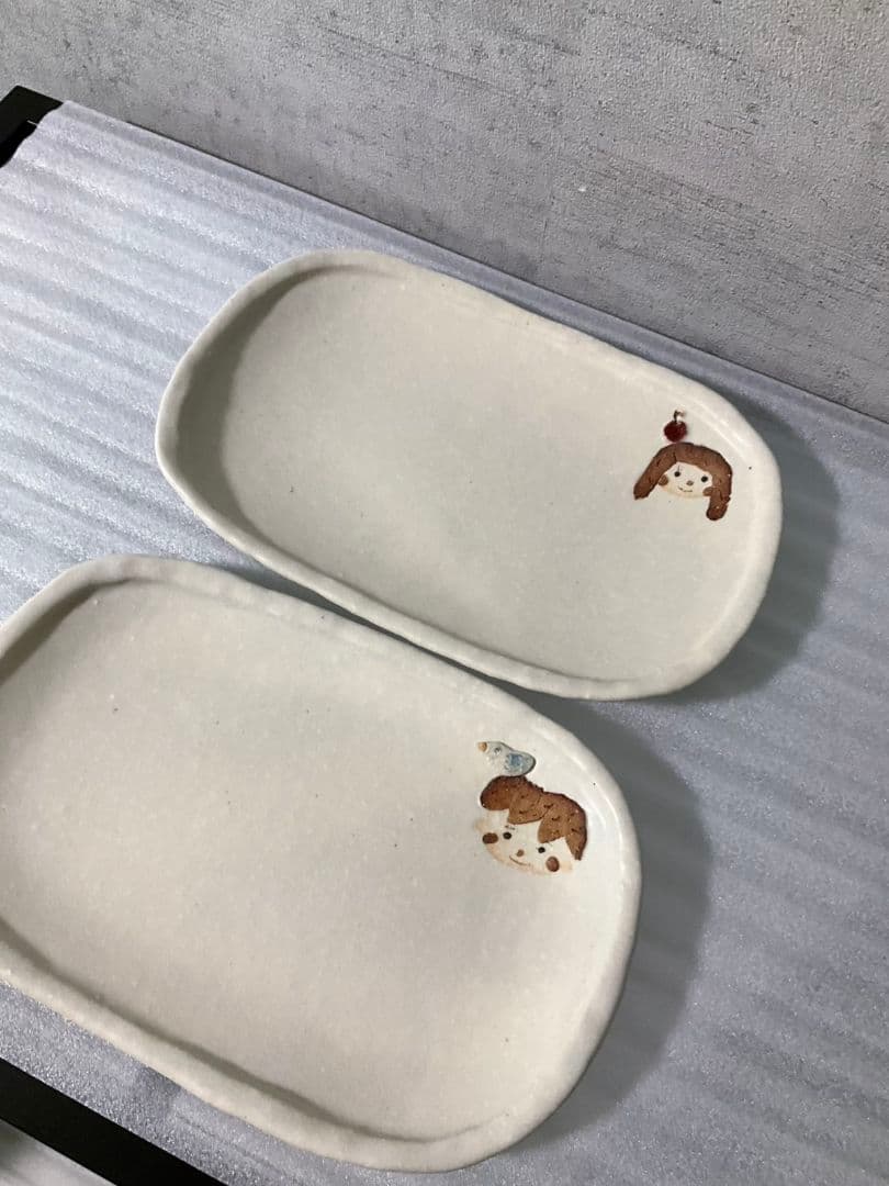 未使用　入手困難　山田裕恵　長皿　女の子　男の子　プレート　皿　食器　レア