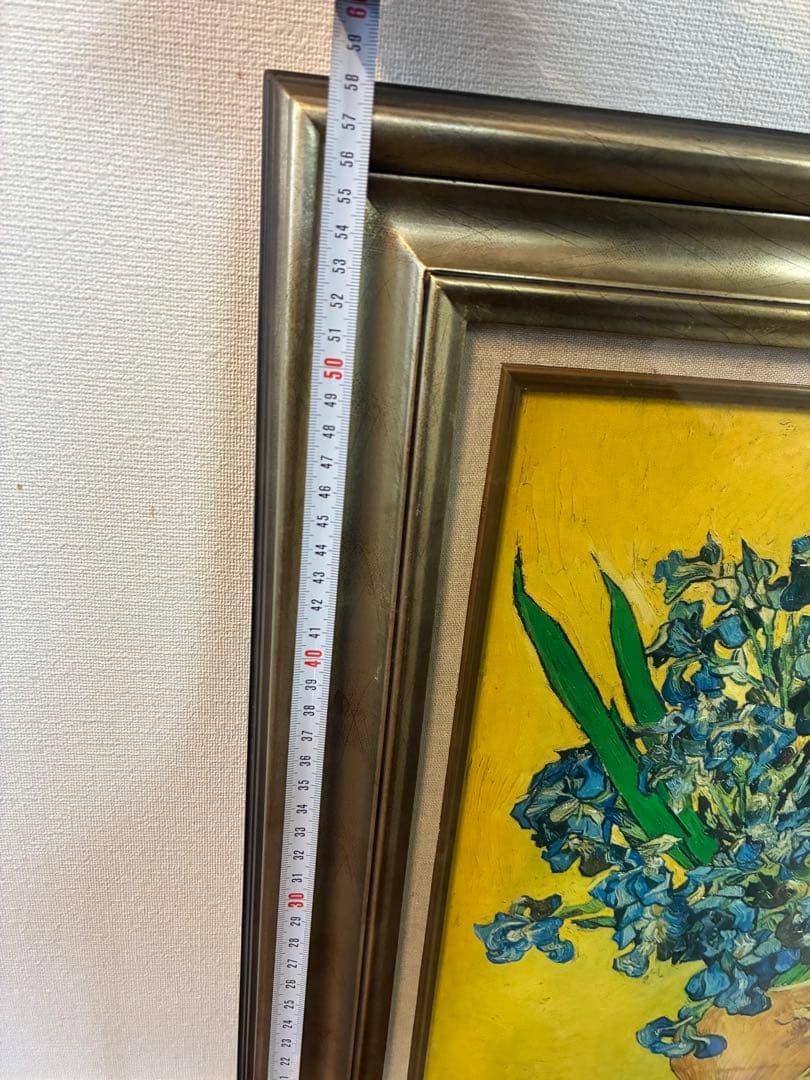 な*ば様 オークション出品‼️ゴッホ展　「アイリスのある花瓶」油彩 レプリカ　額