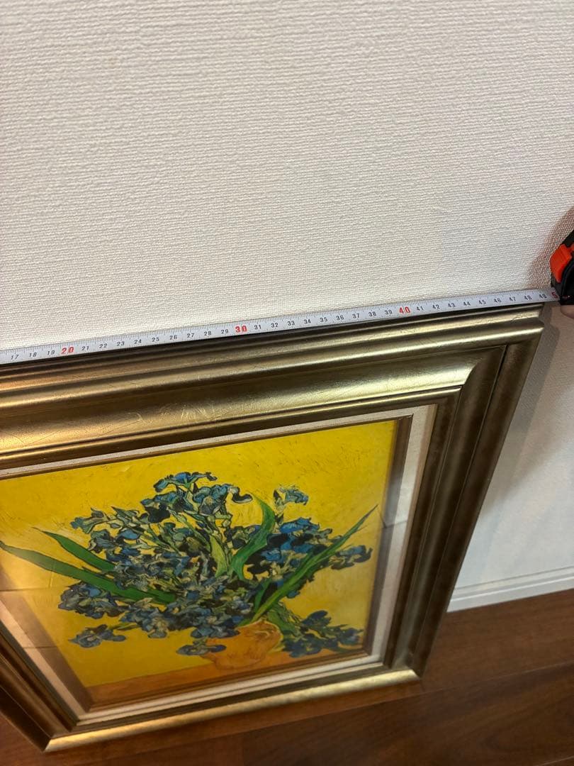 な*ば様 オークション出品‼️ゴッホ展　「アイリスのある花瓶」油彩 レプリカ　額