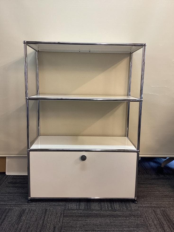 USMハラー ３段 オープンキャビネット シェルフ ピュアホワイト　引き出し