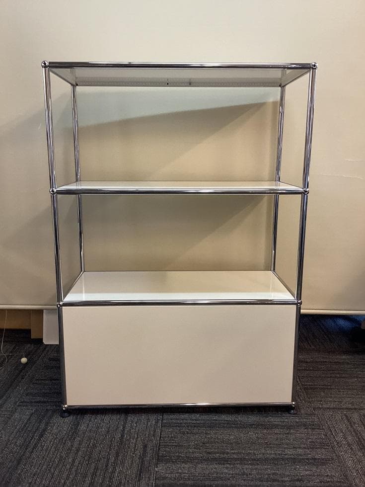 USMハラー ３段 オープンキャビネット シェルフ ピュアホワイト　引き出し