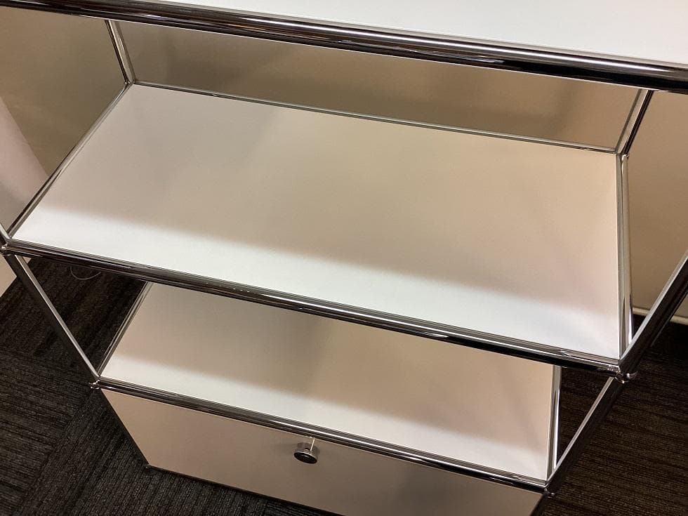 USMハラー ３段 オープンキャビネット シェルフ ピュアホワイト　引き出し