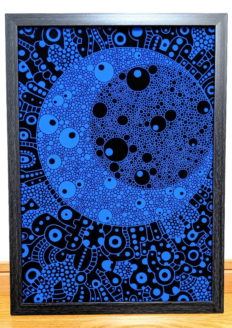 A3額付き　アート　オリジナルアート　絵画　原画　アクリル画　抽象画　インテリア