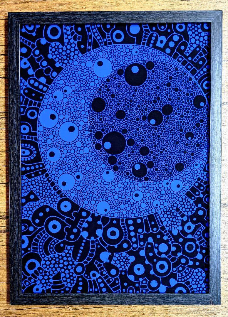 A3額付き　アート　オリジナルアート　絵画　原画　アクリル画　抽象画　インテリア