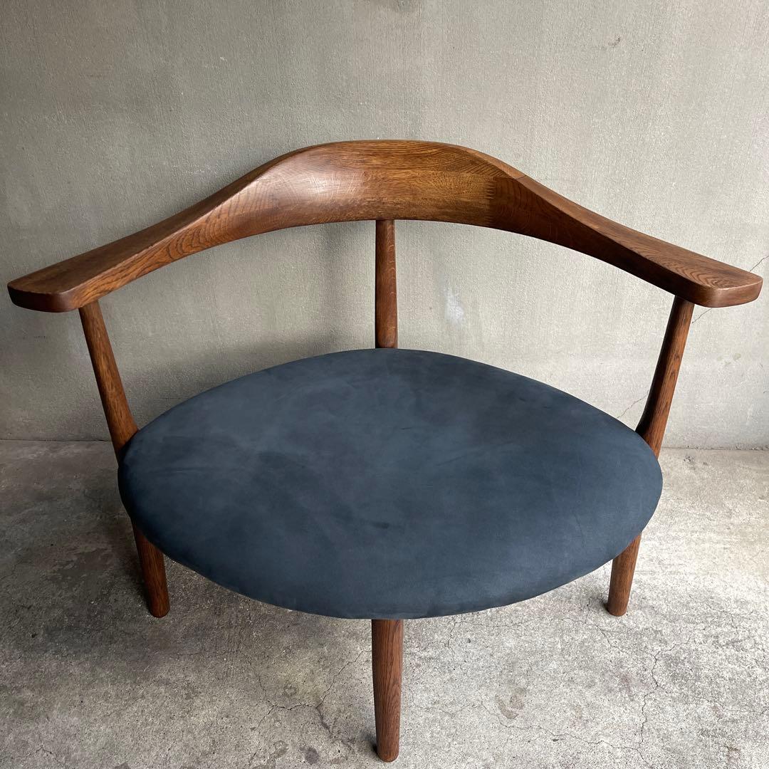 美品　秋岡芳夫　あぐらのかける男の椅子　低座椅子　本革座面張り替え