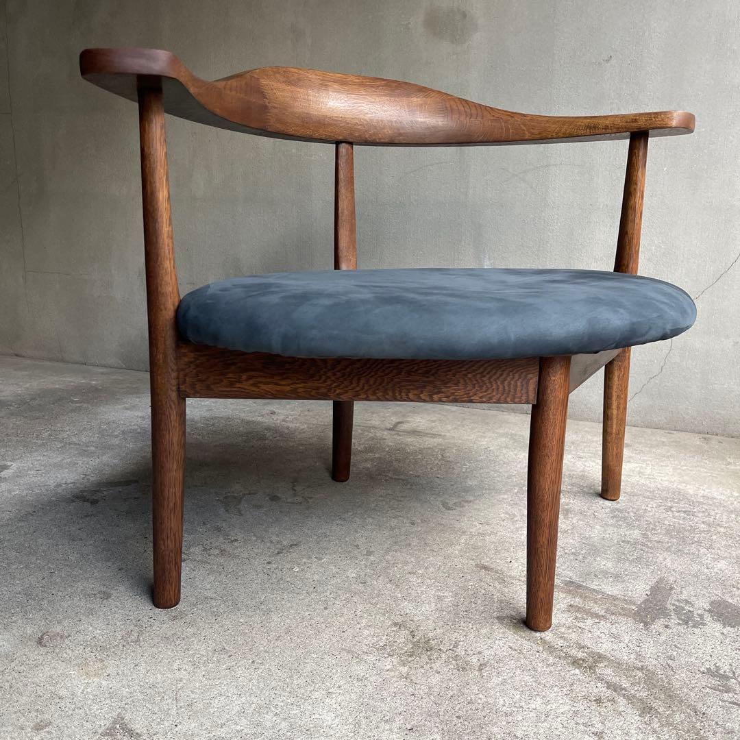 美品　秋岡芳夫　あぐらのかける男の椅子　低座椅子　本革座面張り替え