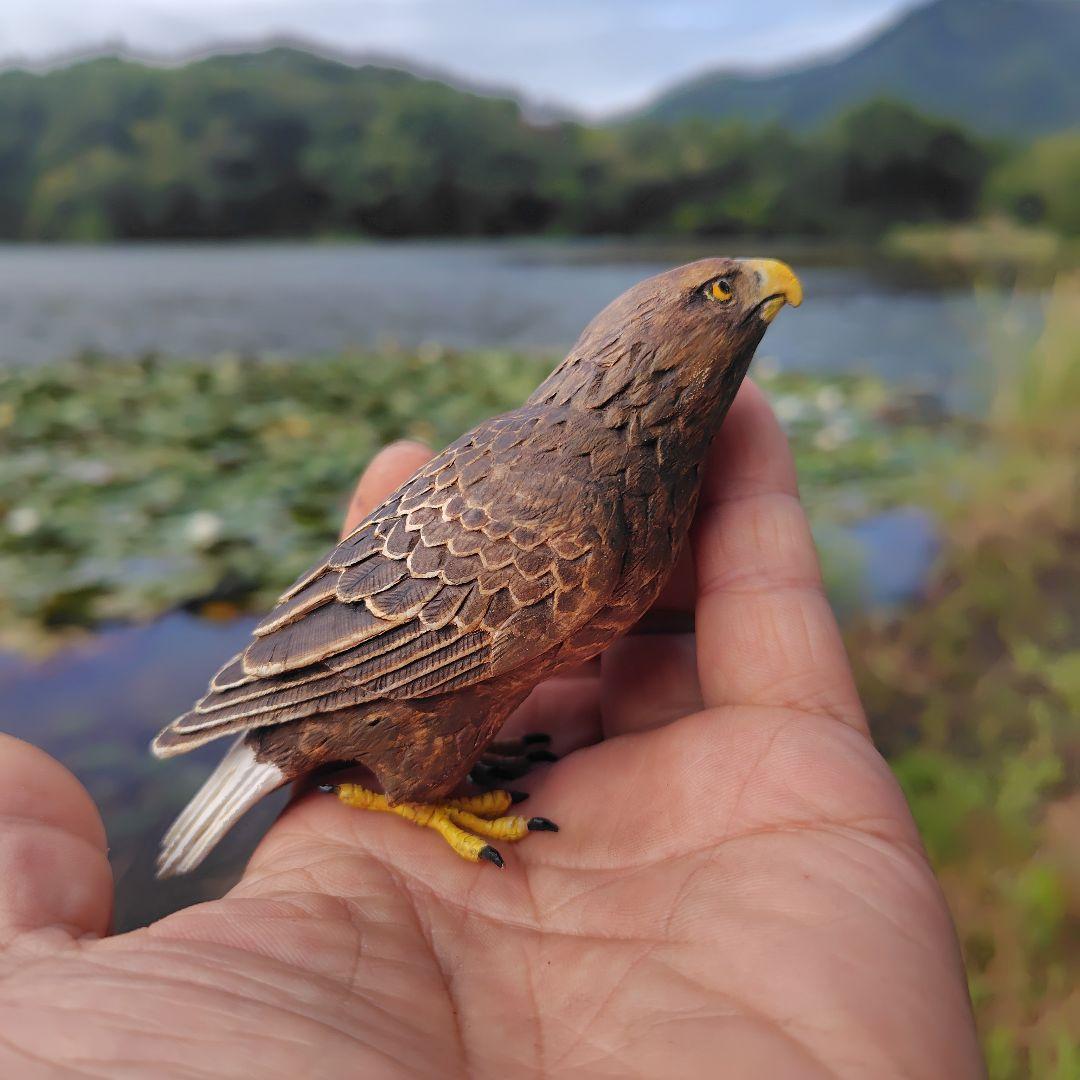 小さなバードカービング オジロワシ 野鳥 木彫り