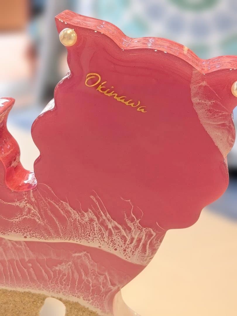 ⑨シーサーのオーシャンアート　沖縄　(メス)　レジンアート