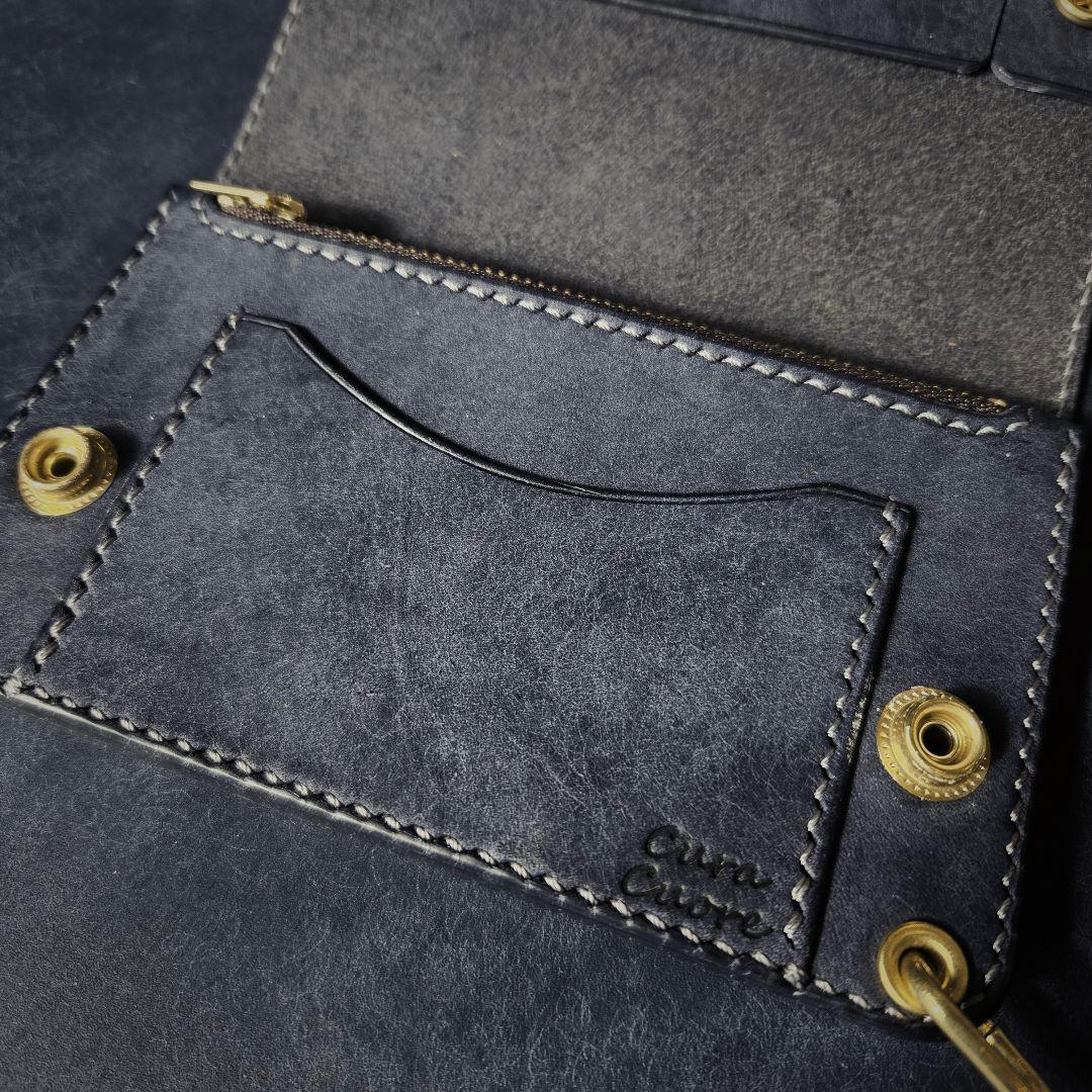 277ミドル　トラッカーウォレット イタリアンレザーMARGOT【ネイビー】