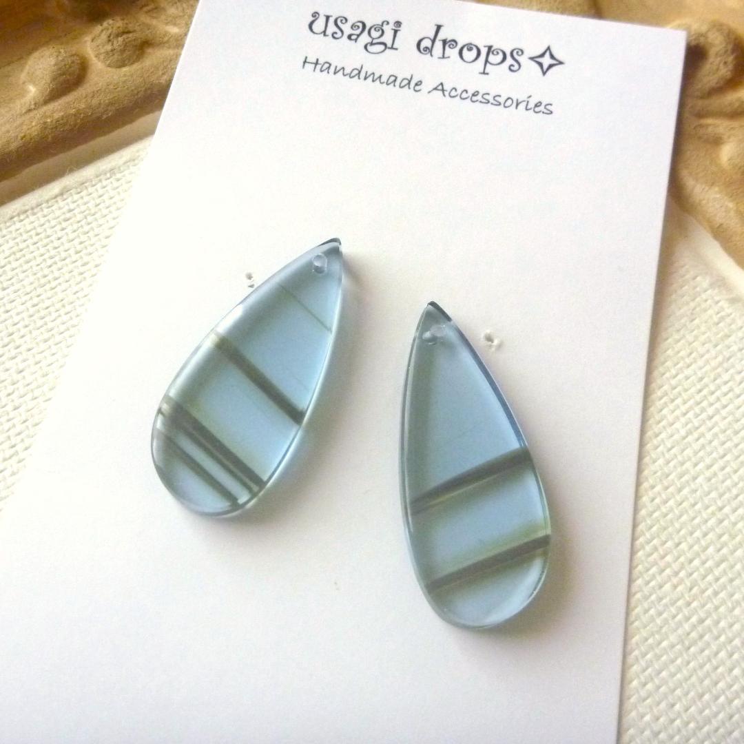 桃色の雲様＊14kgf/天然ガラスブルーオブシディアンのハンドメイドピアス