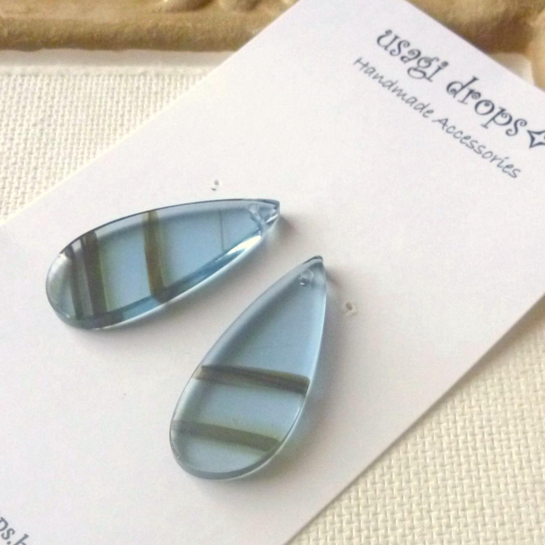 桃色の雲様＊14kgf/天然ガラスブルーオブシディアンのハンドメイドピアス