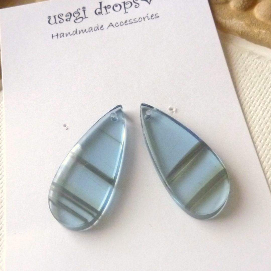 桃色の雲様＊14kgf/天然ガラスブルーオブシディアンのハンドメイドピアス