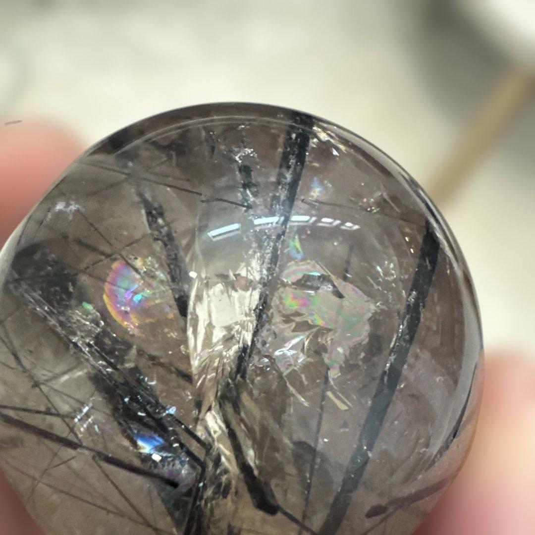 希少　高品質　ブラックルチルスフィア　透明度　水晶　丸玉　黒水晶