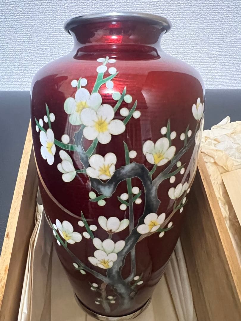 七宝花瓶(七寳花瓶)木箱付き 高さ18cm