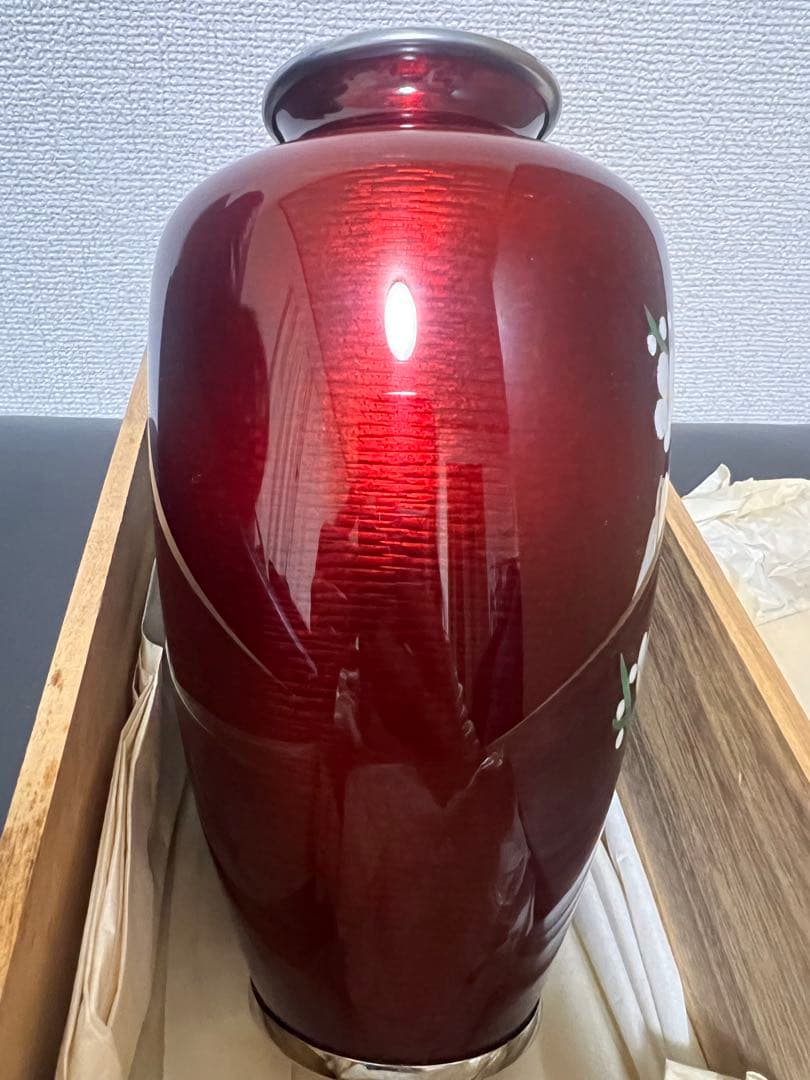 七宝花瓶(七寳花瓶)木箱付き 高さ18cm