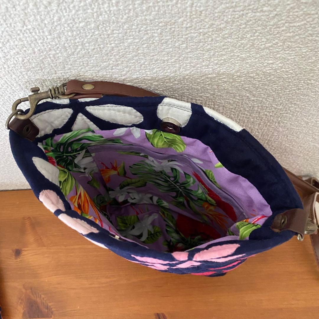 ハワイアンキルト◆ショルダーバッグ◆プルメリア◆ハンドメイド