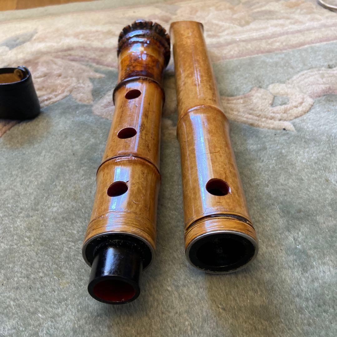 149 尺八　一尺八寸管　央山銘ニ印　金唄口