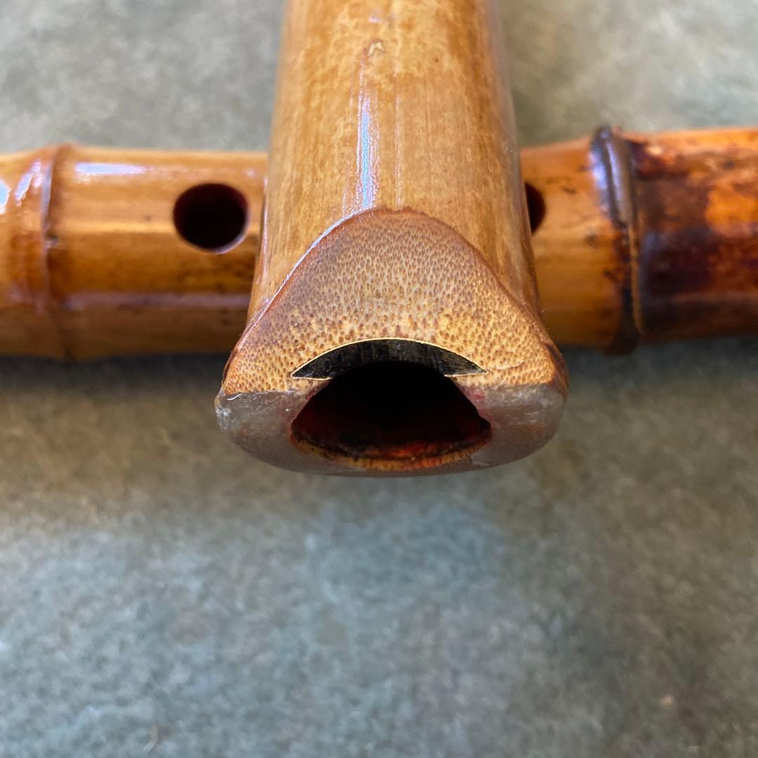 149 尺八　一尺八寸管　央山銘ニ印　金唄口