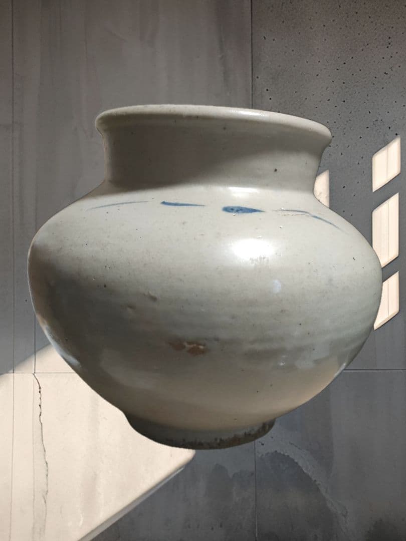 李朝白磁壺　時代物　骨董　朝鮮美術