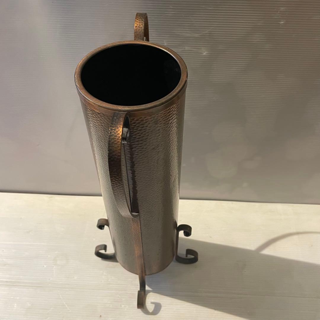 銅製　アンティーク調フラワーベース（花瓶）アンブレラスタンド　槌目（つちめ）