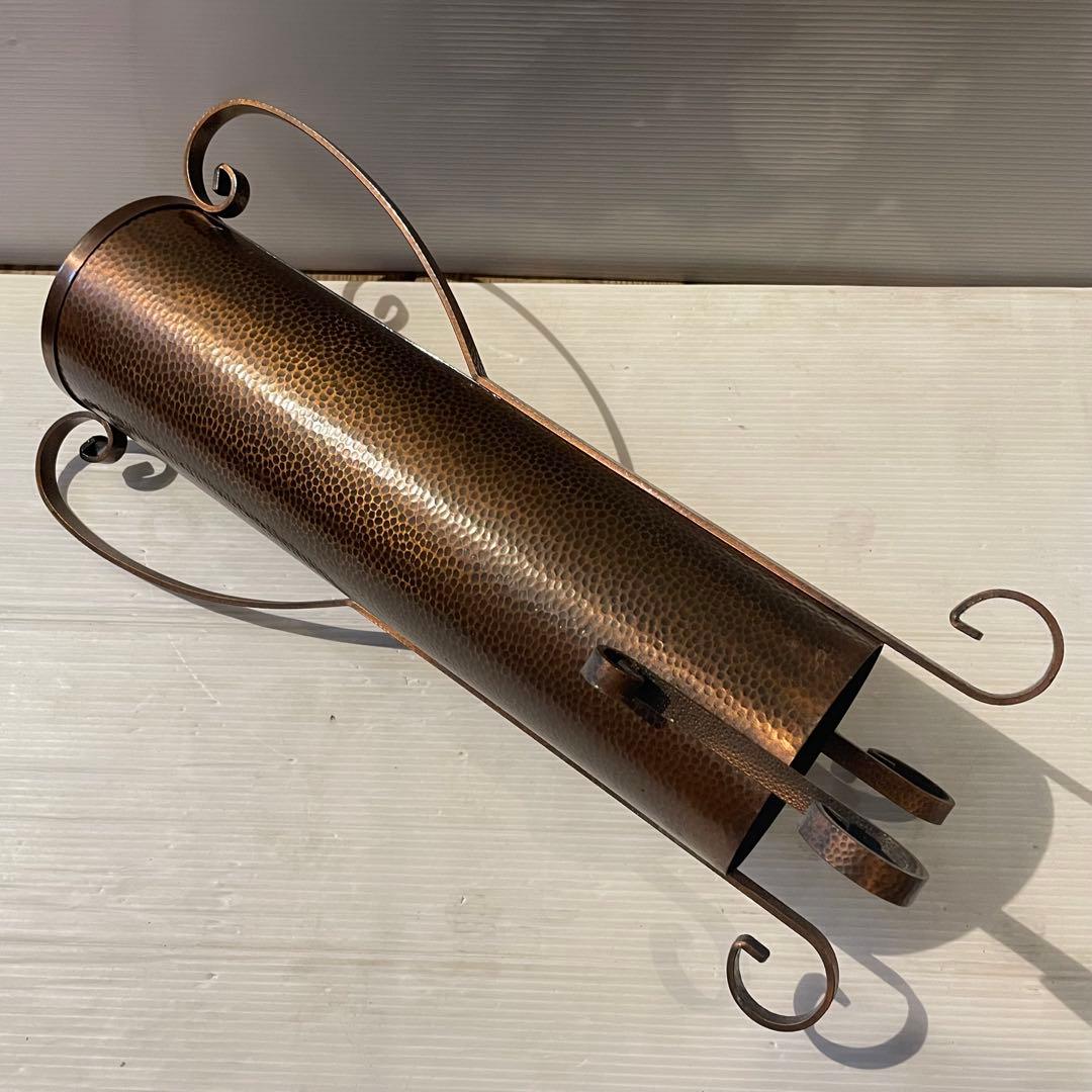 銅製　アンティーク調フラワーベース（花瓶）アンブレラスタンド　槌目（つちめ）