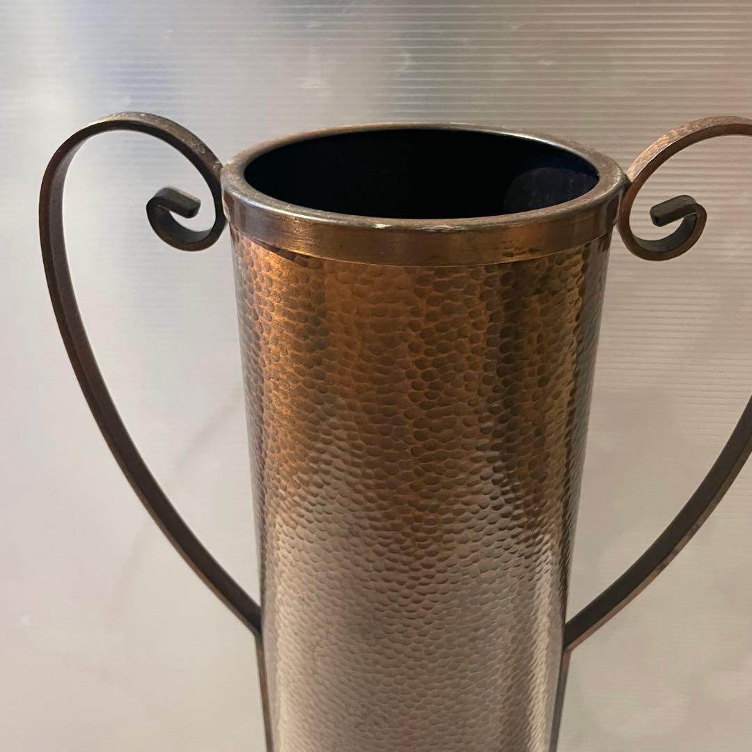 銅製　アンティーク調フラワーベース（花瓶）アンブレラスタンド　槌目（つちめ）