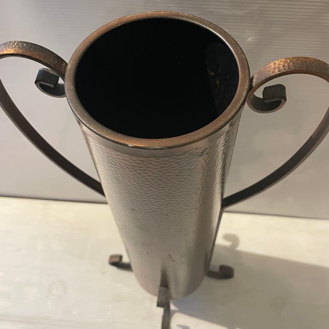 銅製　アンティーク調フラワーベース（花瓶）アンブレラスタンド　槌目（つちめ）