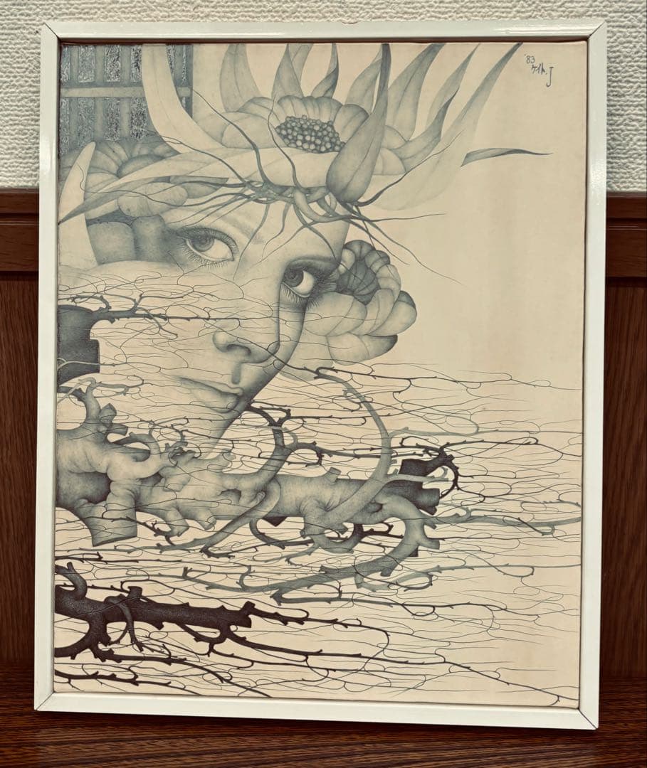 【城景都】『マドモアゼル シャーン』1983年 F3 モノクロ原画 額装 共箱付