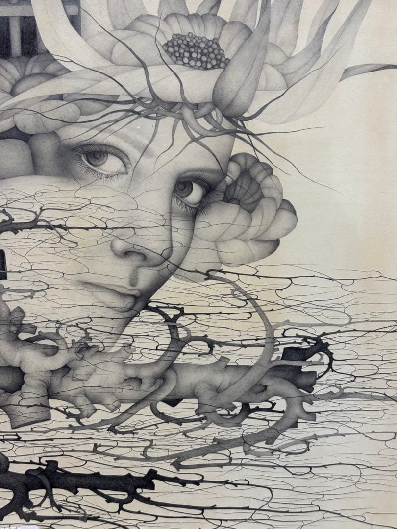 【城景都】『マドモアゼル シャーン』1983年 F3 モノクロ原画 額装 共箱付