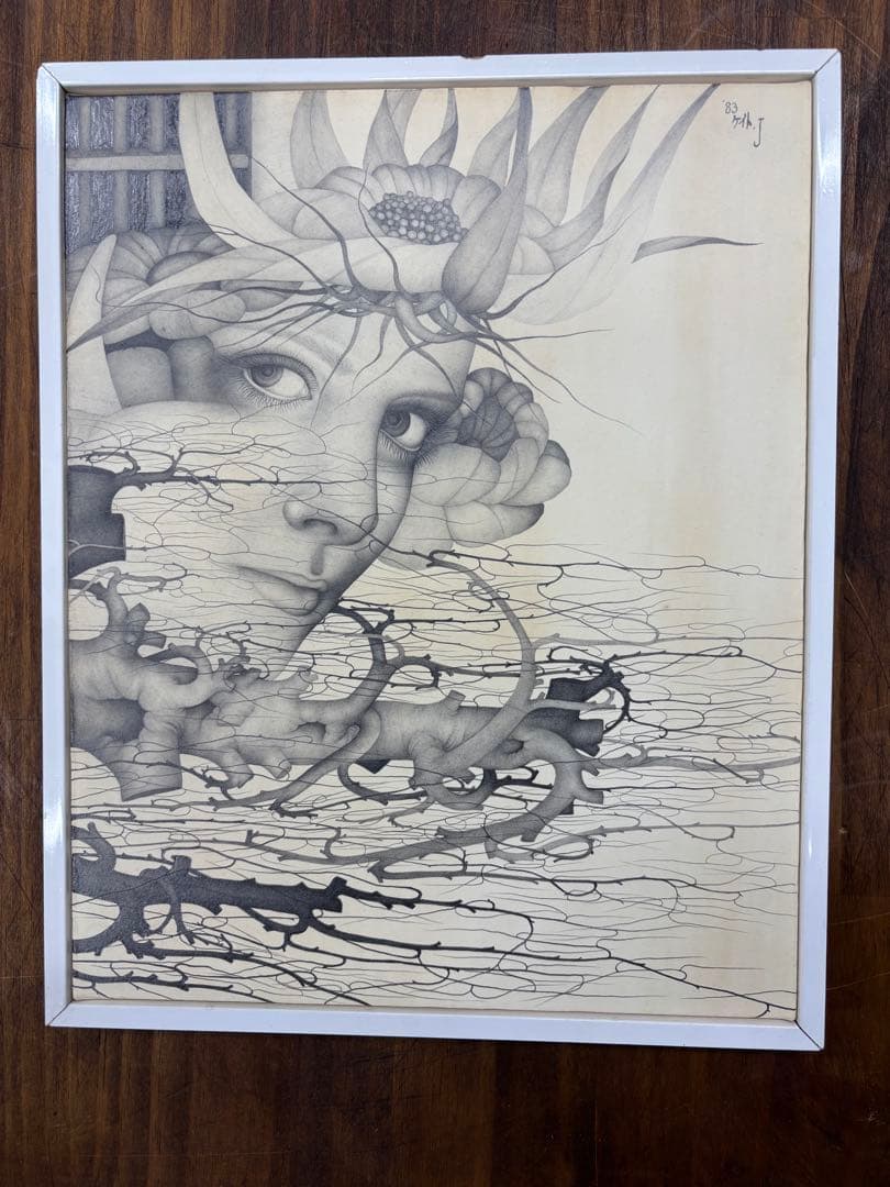 【城景都】『マドモアゼル シャーン』1983年 F3 モノクロ原画 額装 共箱付