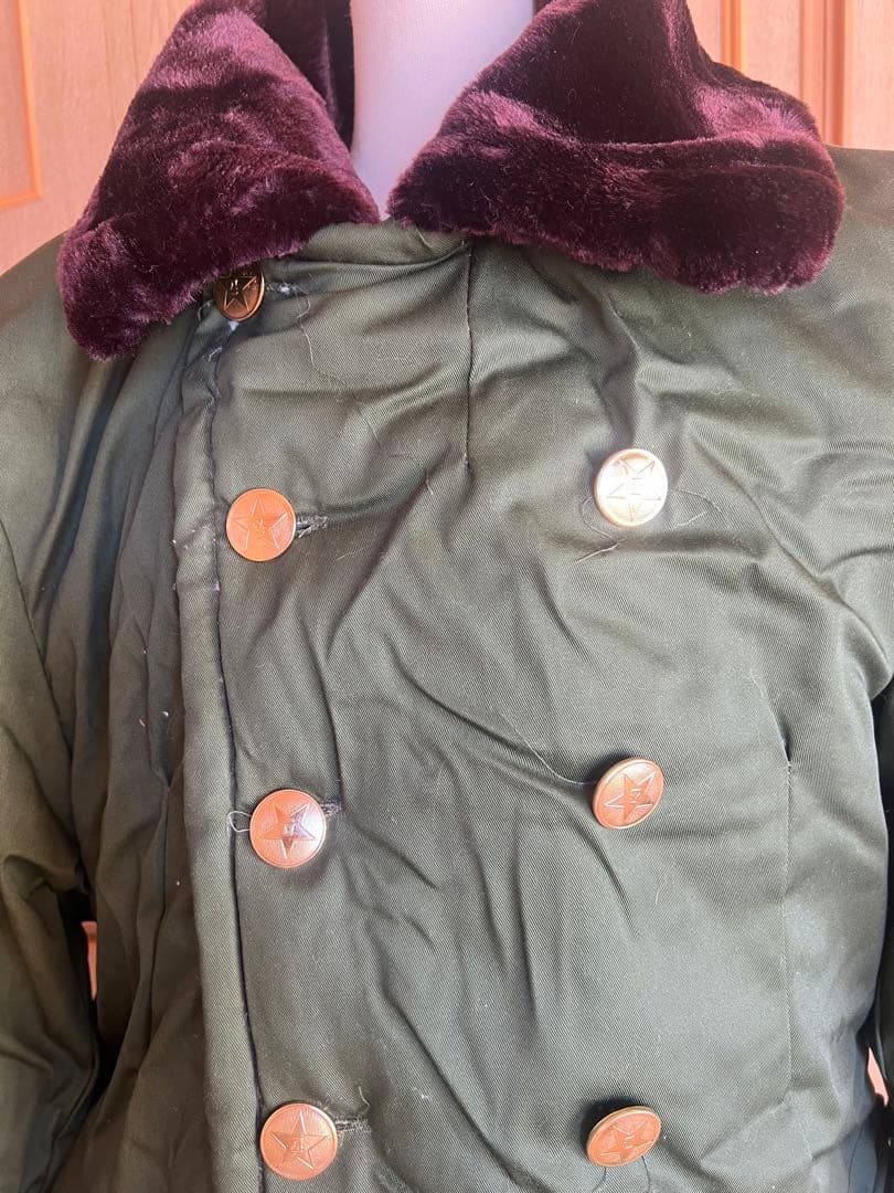 実物　中越戦争時代85式中国軍ロングコート　人民服ダブルブレスト モッズコート
