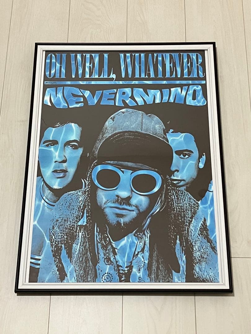 【額縁付き】 ニルバーナ NIRVANA カートコバーン A2ポスター 青