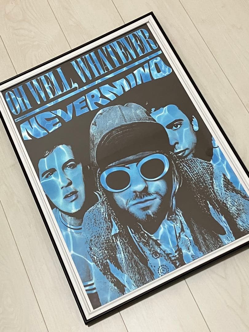 【額縁付き】 ニルバーナ NIRVANA カートコバーン A2ポスター 青