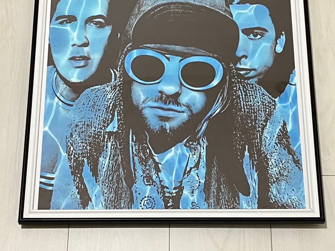 【額縁付き】 ニルバーナ NIRVANA カートコバーン A2ポスター 青