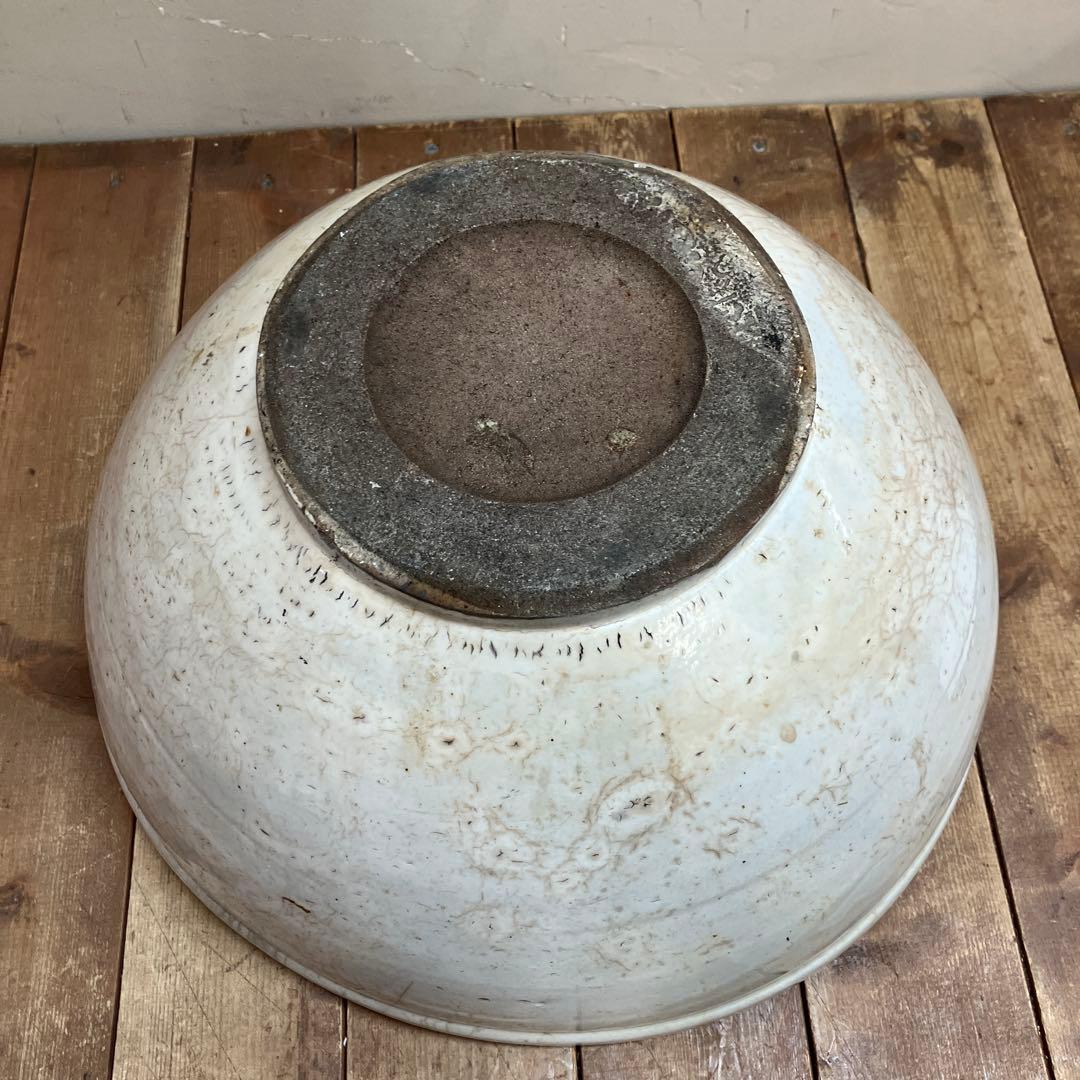 C-5 昭和レトロ 大型 貫入 大鉢 白磁 鉢カバー 花瓶 花器 フラワー