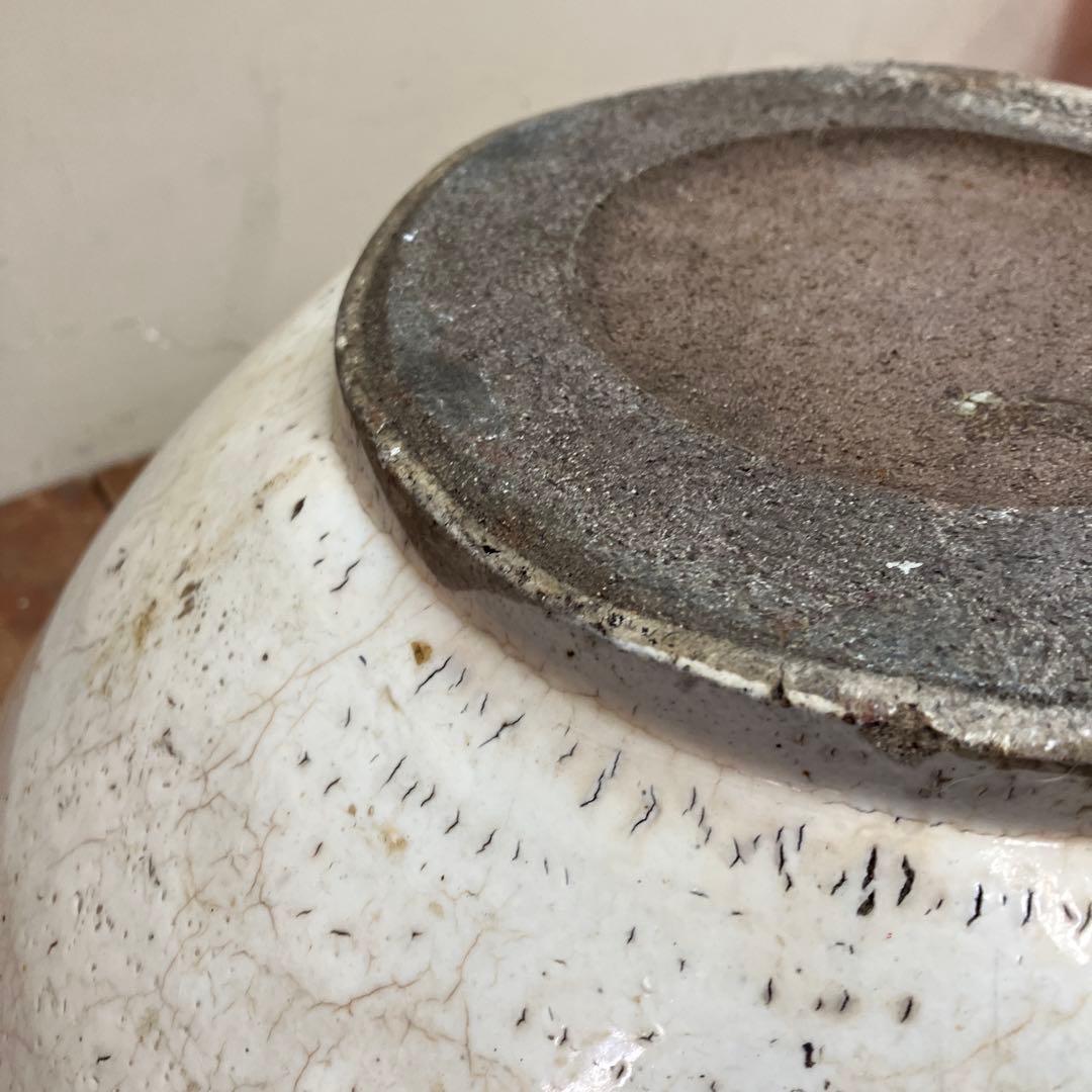 C-5 昭和レトロ 大型 貫入 大鉢 白磁 鉢カバー 花瓶 花器 フラワー