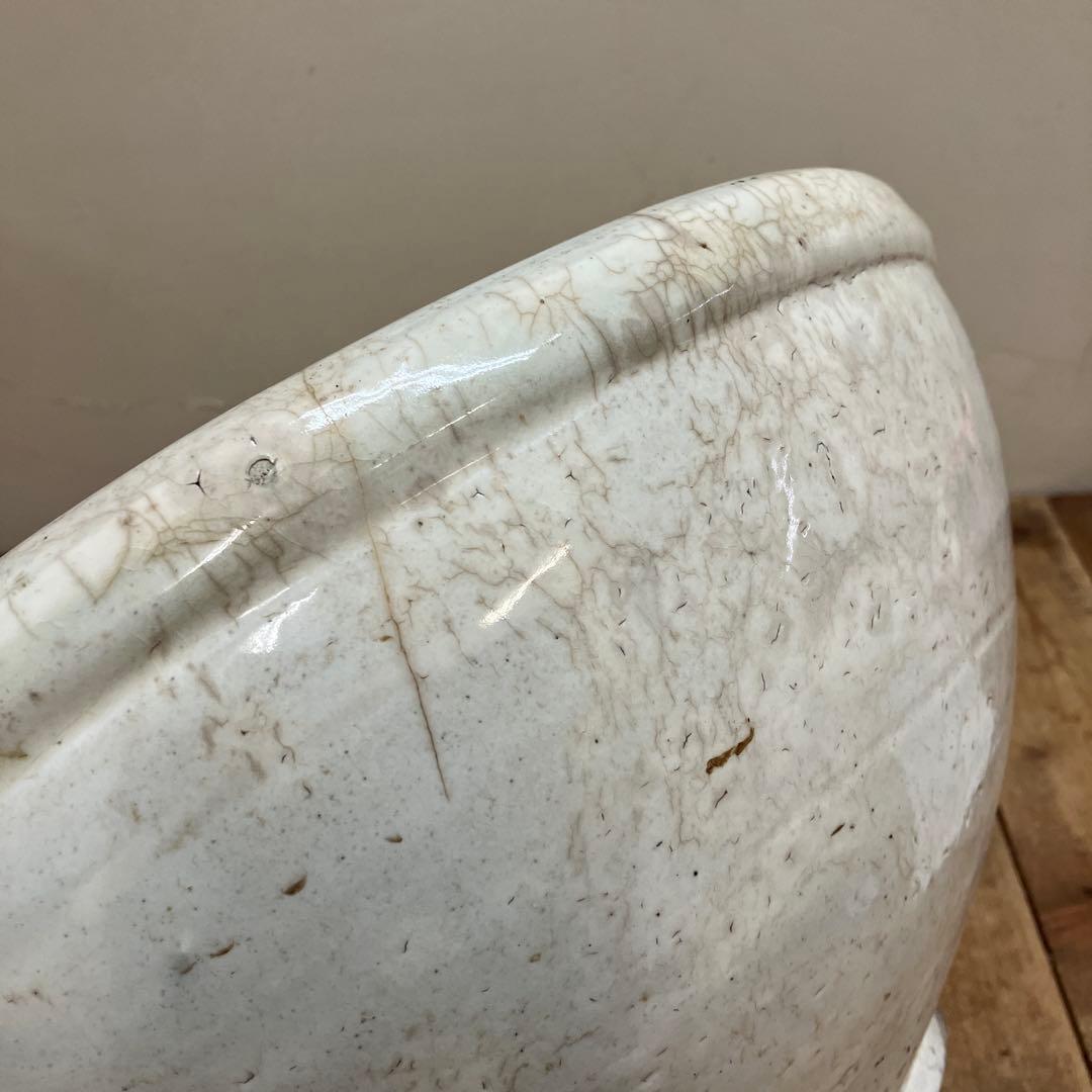 C-5 昭和レトロ 大型 貫入 大鉢 白磁 鉢カバー 花瓶 花器 フラワー