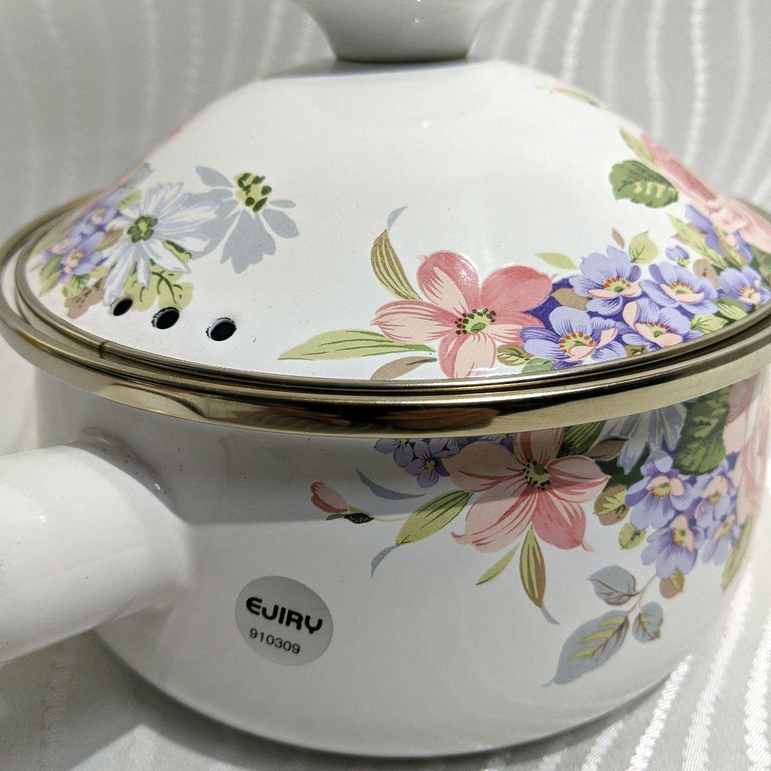 【未使用】EJIRYエジリー　ホーロー片手鍋　16cm　　　 ベルサイユローズ柄