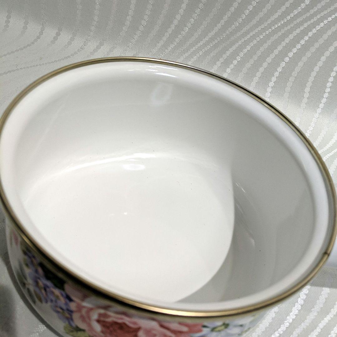 【未使用】EJIRYエジリー　ホーロー片手鍋　16cm　　　 ベルサイユローズ柄