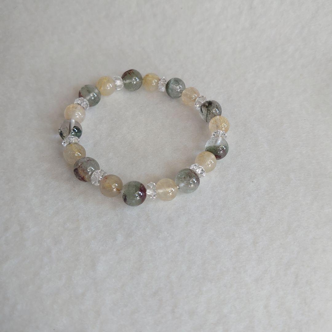 ガーデンクォーツ＆ルチルクォーツのブレスレット　素敵な逸品