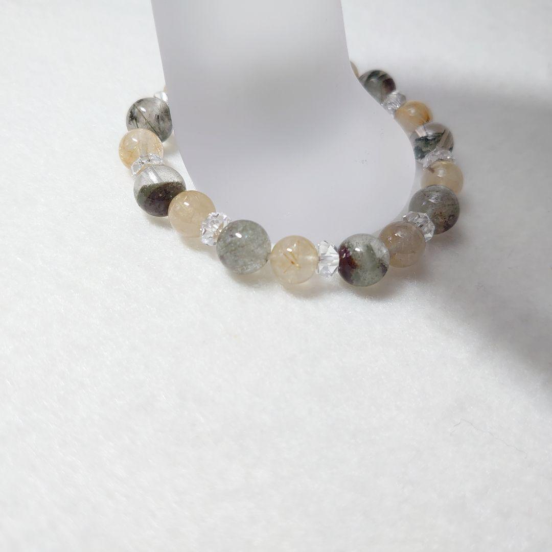 ガーデンクォーツ＆ルチルクォーツのブレスレット　素敵な逸品