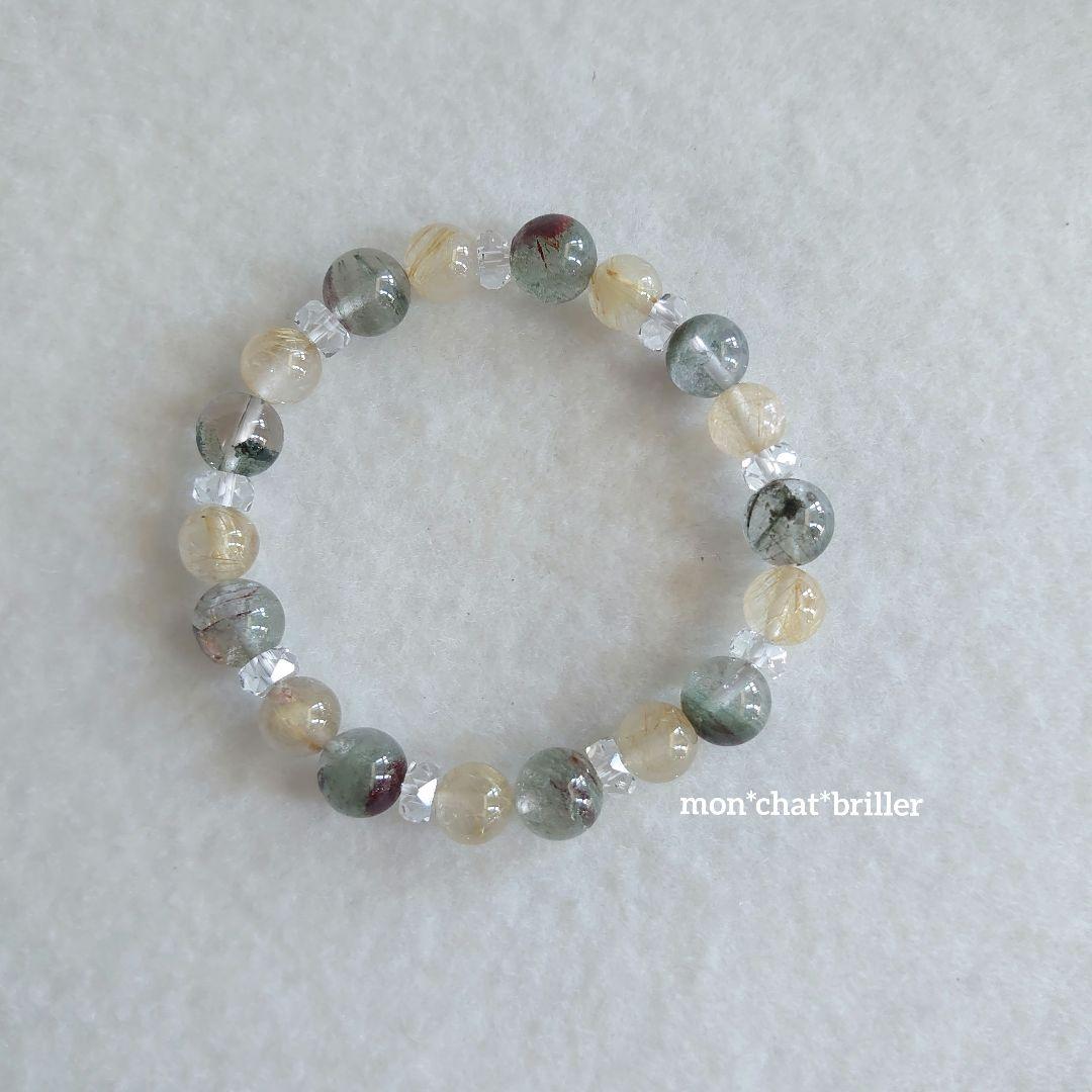 ガーデンクォーツ＆ルチルクォーツのブレスレット　素敵な逸品