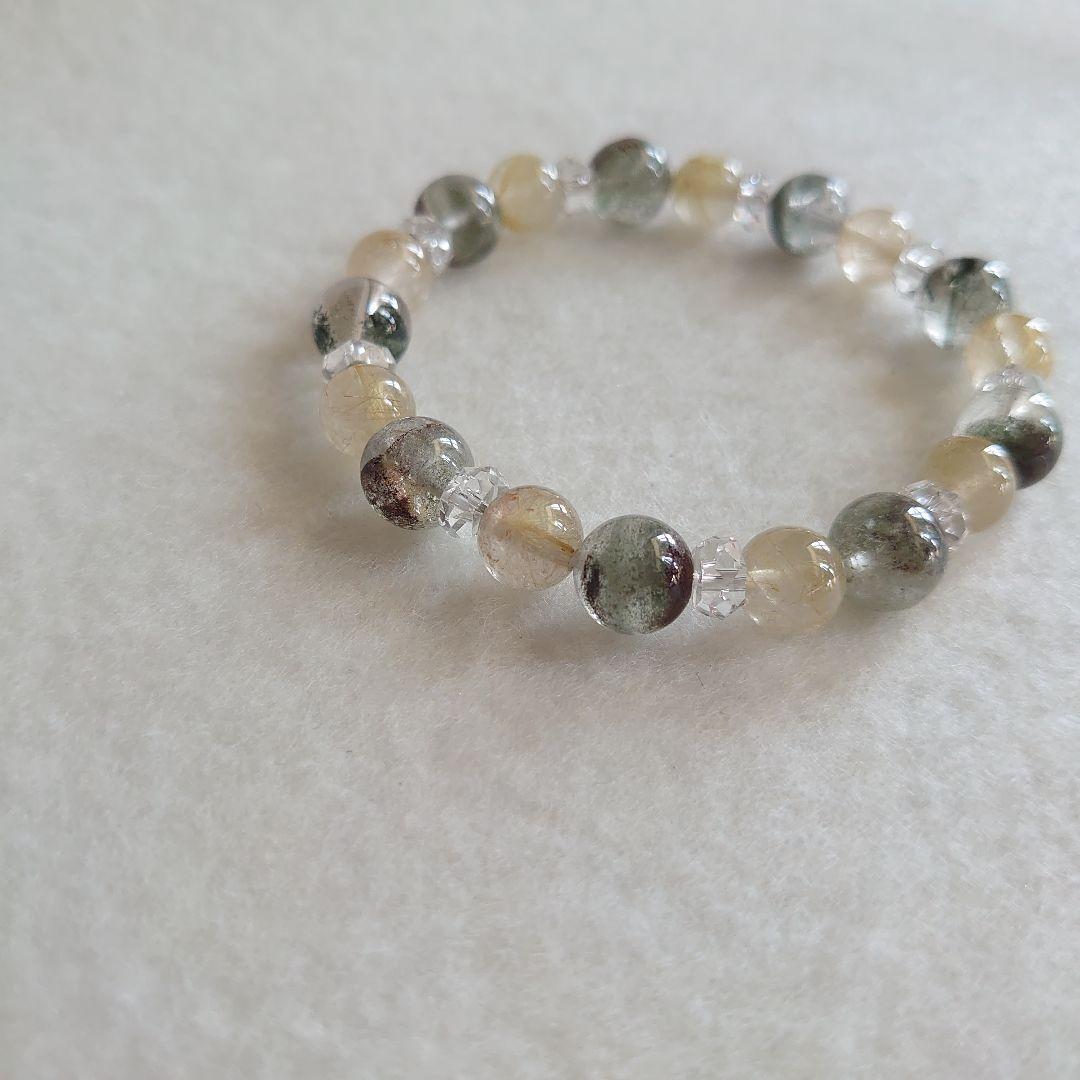 ガーデンクォーツ＆ルチルクォーツのブレスレット　素敵な逸品