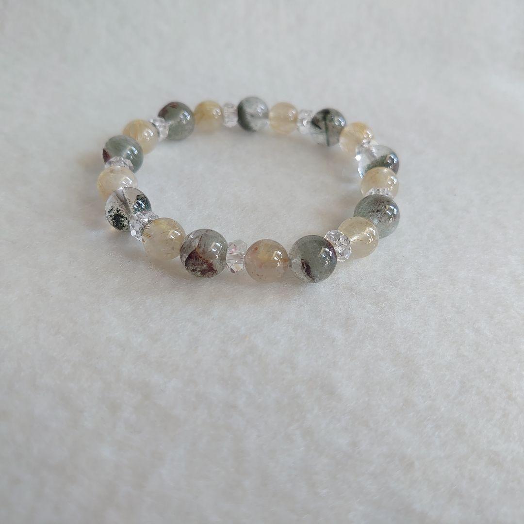 ガーデンクォーツ＆ルチルクォーツのブレスレット　素敵な逸品