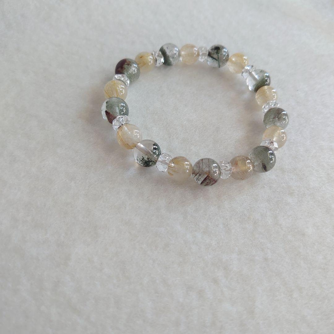 ガーデンクォーツ＆ルチルクォーツのブレスレット　素敵な逸品