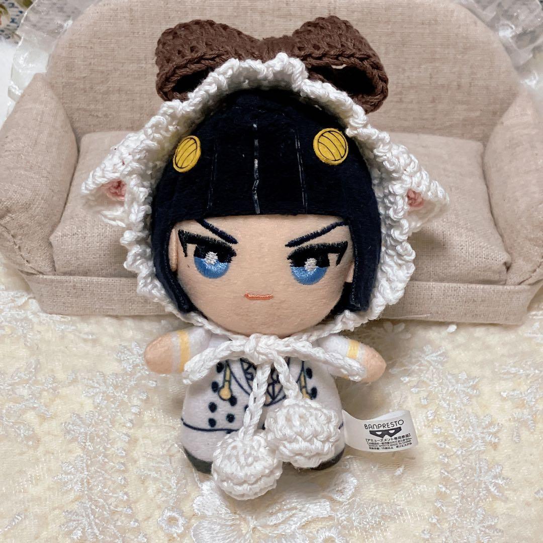 10㎝ ちびぐるみ　にじぱぺ　ぬい服　子ひつじちゃんボンネット　リボン付き　茶色